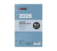 Miquelrius - Refill 2026 ring diary, 16 months, weekly view, weekly planner refill, similar A6+ (117 x 182 mm), replacement for 6-ring diary, ES-EN-PT