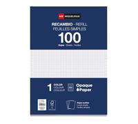 Miquelrius Refill 100 Sheets, 4 mm Grid, A4 Size, 4 Drills, 90 gr Paper Without Drills A4