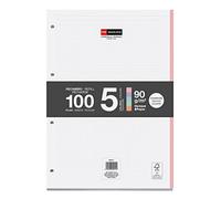 Miquelrius - Refill pad, 100 Squared Sheets 5 x 5 mm, Opaque Paper 90 g/m², Refill A4 Perforated Sheets for Ring Binders or Binders, School Supplies, 5 Colours of Sheets