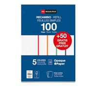 Miquelrius - Refill pad A4 Squared 5 x 5 mm, 150 Sheets of 90 g/m² in 5 Pastel Colours, with Standard Perforations for Ring Binder, School Supplies