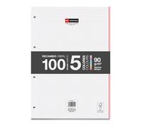 Miquelrius - Refill Pad A4 with Squared Sheets 5 x 5 mm, 100 Sheets of 90 g/m² in 5 Pastel Colours, with Standard Punching for Ring Binder, School Supplies