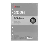Miquelrius - Refillable 2026 16 Month Weekly Vertical View A5 Expanded (155 x 213 mm) Inner Weekly Planner 6 Rings - ES-EN-PT