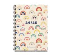 Miquelrius - School Diary 2024-2025, September 2024 to June 2025, Size 117 x 174 mm, Day Page, Recycled Cover, Spanish and English, Recycled Paper Diary, Eco Rainbow Design