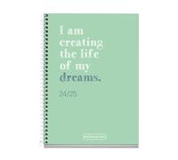 Miquelrius - School Diary 2024-2025, September 24 to June 25, 117 x 174 mm, Day Page Agenda, Lined Cardboard Cover, Agenda 2024 2025, White Metallic Spiral, Spanish and English, Write Green