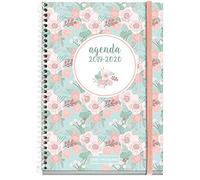 Miquelrius School Diary with Spiral 19/20 Day Page Floral Catalan 117 x 182 mm