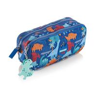 Miquelrius - School Pencil Case, Double Pencil Case, Made with Recycled Bottles, Zipper Closure, Organize Your School Supplies for Back to School, Dino, Blue, Pencil case Double