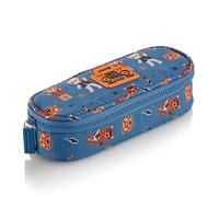 Miquelrius - School Pencil Case, Oval Pencil Case, Made with Recycled Bottles, Zipper Closure, Organize Your School Supplies for Back to School, Blue, Rock Star