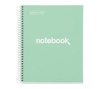 Miquelrius - Spiral notebook A5-80 sheets 90 g - grid 5 x 5 mm - 1 coloured strip - laminated hard cover - colour mint green
