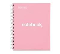 Miquelrius - Spiral notebook A5-80 sheets 90 g - grid 5 x 5 mm - 1 coloured strip - laminated hard cover - colour pink
