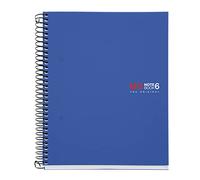 Miquelrius - The Original A5 Notebook, 6 Coloured Stripes, Opaque Polypropylene Cover, Size 148 x 210 mm, 2 Drills, 150 Sheets of 70 g/m², Horizontal Ruled 7 mm, Blue