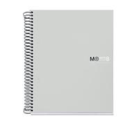 Miquelrius - The Original Notebook Notebook, 8 Coloured Stripes, Opaque Polypropylene Cover, A5 Size (148 x 210 mm), 2 Drills, 200 Sheets of 70 g/m², 5 mm Grid, Grey