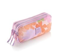 Miquelrius - Triple Rectangular School Pencil Case, Recycled Pencil Case with 3 Compartments, Plastic Zippers, Rope Pulls, Back to School, 21 x 7.5 x 10.5 cm, Watercolor