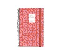 Miquelrius - Week to View 2026 Diary, Similar A6+ (117 x 182 mm), Weekly Planning, Hard Cardboard Cover, Spiral, Elastic Closure, Paper 80 g/m², CAT-EN-PT, Baden