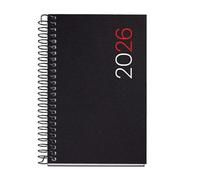 Miquelrius - Week to View 2026 Diary, Small and Portable (80 x 120 mm), Flexible Polypropylene Cover, Spiral, Paper 80 g/m², Weekly Planner, ES-EN-PT, Black