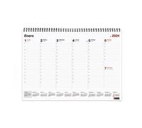 Miquelrius - Weekly Planner 2024 Basic Desktop Weekly Planner, A3 Size: 420 x 296 mm, with Space to Note, Double Spiral Binding, Spanish