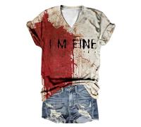 Mir geht es gut, bloody T-shirt, shirt with blood, blood splatter shirt, bloody Halloween, I'm Going Good, costume with chest pocket, black, S