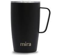 MIRA 18 oz Insulated Coffee Mug - Stainless Steel Travel Cup with Easy-Grip Handle - Car Cup Holder Compatible - Black