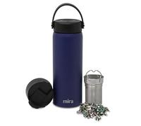 MIRA 18 oz Tea Infuser Thermo - Stainless Steel Travel Bottle with Removable Strainer for Loose Leaf Tea - Insulated Hot & Cold Brew Steeper - Marine
