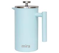 MIRA 20 oz Insulated French Press - Stainless Steel Coffee & Tea Maker - Double Wall Temperature Control Brewer, Pearl Blue
