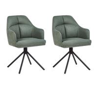 Set of 2 Dining Chairs Swivel MIRA Fabric Green