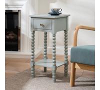 Mira Bobbin Side Table with Drawer Blue Grey
