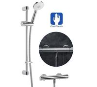 Mira Eco Thermostatic Bar Mixer Shower Chrome Cool Touch + 3 Mode Head + Riser