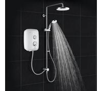 Mira Elite Se Pumped Electric 9.8Kw White & Chrome Shower Model Dual Head Drench