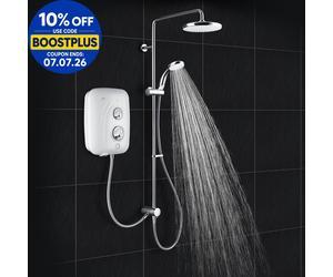 Mira Elite SE Pumped Electric 9.8kW White & Chrome Shower Model Dual Head Drench