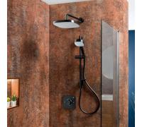 Mira Evoco Dual Thermostatic Mixer Shower Adjustable Fixed Heads Black Modern