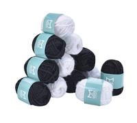 Mira Handcrafts Crochet Set for Beginners - 264 Yards Soft, Premium Acrylic Yarn for Crocheting - 12 Black and White 10g Skeins - Strong, Lightweight Yarn for Knitting and DIY Crafts for Kids & Adults