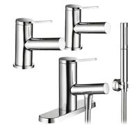 Mira Shower Evolve Basin Pillar Taps 2.1816.002 + Bath Shower Mixer 2.1816.005
