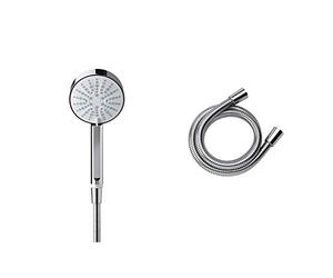 Mira Showers 1.1605.237 Beat 11 cm 4-Spray Shower Head - Chrome & 2.1605.166 Logic 1.25 m Metal Shower Hose - Chrome
