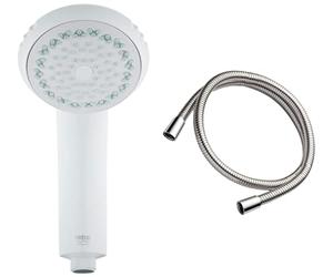 Mira Showers 2.1605.166 Logic 1.25 m Metal Shower Hose - Chrome & Mira Response Adjustable 4 Spray Mode Shower Head Grey/White