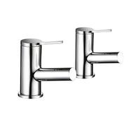 Mira Showers Evolve Bath Pillar Taps Chrome Round Bathroom Minimalist Lever Pair