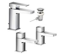 Mira Showers Honesty Square Bath Pillar And Single Lever Basin Chrome Taps
