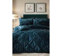 'Mira' Soft Velvet Pinch Pleated Duvet Cover Set Soiree Teal Super King