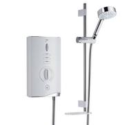 Mira Sport Max Airboost Electric Shower 9.0Kw White Chrome + Riser Rail + Head