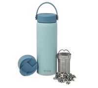 MIRA Stainless Steel Insulated Tea Infuser Bottle for Loose Tea - Thermos Travel Mug with Removable Tea Infuser Strainer-18 oz, Pearl Blue