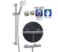 Mira Thermostatic Bar Mixer Shower Chrome Cool Touch + Riser Rail + Fast Fit Kit