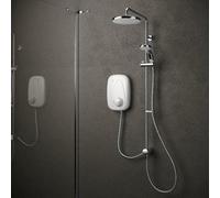 Mira Vigour T Dual Outlet Thermostatic Power Shower - White Chrome