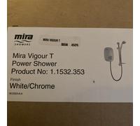 Mira Vigour Thermostatic Power Shower - White Chrome . New 1.1532.353