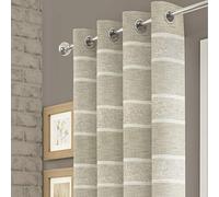 Mirabel Brooklyn Striped Eyelet Ring Top Voile Curtain Panel - Natural Cream (55" Wide x 72" Drop)