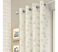 Mirabel Iona Butterfly Eyelet Ring Top Voile Curtain Panel - Champagne Cream (53" Wide x 54" Drop)