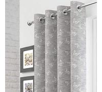 Mirabel Iona Butterfly Eyelet Ring Top Voile Curtain Panel - Silver Grey (53" Wide x 90" Drop)