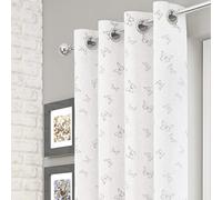 Mirabel Iona Butterfly Eyelet Ring Top Voile Curtain Panel - White (53" Wide x 54" Drop)