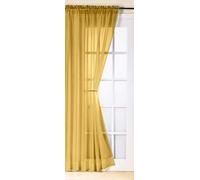 Mirabel Plain Trent Ochre Gold voile net curtain panel 59x54 inches drop (150cm x 137cm) approx plain slot top traditional sheer elegant One Panel Per Pack