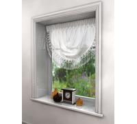 Mirabel PLAIN WHITE SWAG LUXURY MACRAME PELMET SWAG MACRAME FRINGE TASSEL VALANCE DRAPES VOILE NET WINDOW DECOR