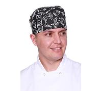 Mirabella Health & Beauty Unisex Basil Chef's Bandana Skull Hat Black with White Utensils