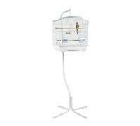 Mirabelle Bird Cage - Budgies, Lovebirds, Finches and Canaries Black or White (Cage and Stand, White)