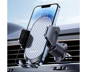 Miracase Car Phone Holder with Newest Metal Hook Clip, Air Vent Mobile Phone Car Mount, Hands Free Universal Automobile Cradle Fit for iPhone Android and All Smartphones, Dark Black